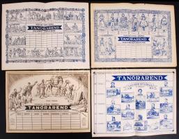 cca 1930 8 db kitöltetlen hazafias órarend