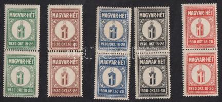 1930 Magyar-hét 5 db levélzáró pár