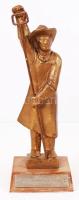 Öntödei munkás "Lenin Kohászati Művek Tiszteletdíja", bronz, fa talapzaton, m:25 cm