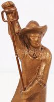 Öntödei munkás "Lenin Kohászati Művek Tiszteletdíja", bronz, fa talapzaton, m:25 cm