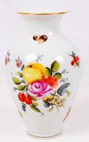 Herendi gyümölcs-virág mintás váza, jelzett, kézzel festett, hibátlan, m:23 cm / Herend vase