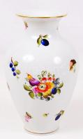 Herendi gyümölcs-virág mintás váza, jelzett, kézzel festett, hibátlan, m:23 cm / Herend vase