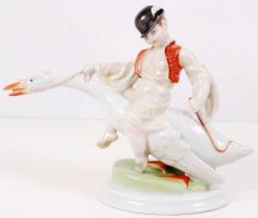 Herendi Ludas Matyi, kézzel festett, jelzett, hibátlan, m:26 cm, h:26 cm