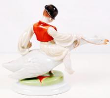 Herendi Ludas Matyi, kézzel festett, jelzett, hibátlan, m:26 cm, h:26 cm