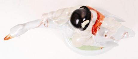 Herendi Ludas Matyi, kézzel festett, jelzett, hibátlan, m:26 cm, h:26 cm