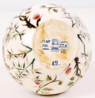 Zsolnay virágos kis váza, kézzel festett, hibátlan, jelzett (családi címeres), m:10 cm / Zsolnay vas...