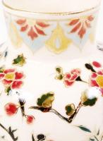 Zsolnay virágos kis váza, kézzel festett, hibátlan, jelzett (családi címeres), m:10 cm / Zsolnay vas...