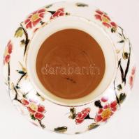 Zsolnay virágos kis váza, kézzel festett, hibátlan, jelzett (családi címeres), m:10 cm / Zsolnay vas...