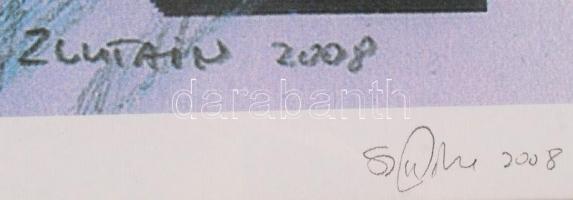 Szlabey Zoltán (1956-): Masnis csavar I. Szitanyomat EA 1/5, papír, jelzett, üvegezett újszerű keret...