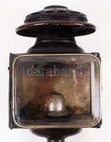 Antik fiáker gyertyás lámpa, egyik üvege törött, m:47 cm