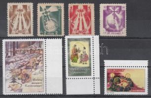1936-2004 Ut Regnet 4 db levélzáró + 3 db karácsonyi levélzáró faximile