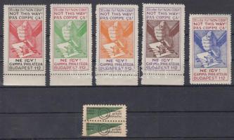 Gamma filatélia: Ne így! 5 fb komlplett levélzáró sor + Bélyeggyűjtő küldemény levélzáró pár