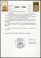 2000 Szent Jobb Veszprémben emléklap, hátoldalán 2 alkalmi levélzáróval és az érsek ajánlásával