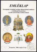2000 Szent Jobb Veszprémben emléklap, hátoldalán 2 alkalmi levélzáróval és az érsek ajánlásával