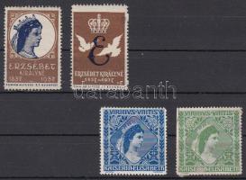 1937 Erzsébet királyné magyar és osztrák 4 db levélzáró