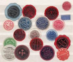 19 db céges levélzáró, pecsétbélyeg