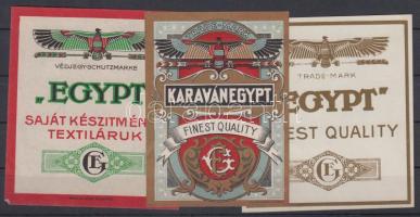 1930 3 db textiláru reklámcímke