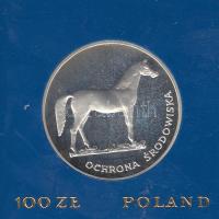 Lengyelország 1981. 100Zl Ag "Ló" T:PP Eredeti tokban Poland 1981. 100 Zlotych Ag "Horse" C:PP Original plastic case