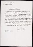 1984 Borsos Miklós saját kézzel írt levele aláírásával