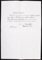 1984 Borsos Miklós saját kézzel írt levele aláírásával