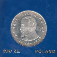 Lengyelország 1977. 100Zl Ag "Henryk Sienkiewicz" T:PP Eredeti tokban Poland 1977. 100 Zlotych Ag "Henryk Sienkiewicz" C:PP Original plastic case