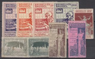 1897 + 1910 Brüsszeli kiállítás 9 db levélzáró