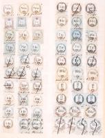 61 db régi okmánybélyeg