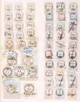 52 db okmánybélyeg az 1850-1860-as évekből