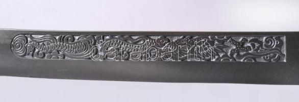 XVI. sz.-i sárkányos szamuráj dísztőr igényes, gyűjtői másolata (Denix) eredeti dobozában / Collecto...