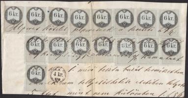 Okmánydarab 4kr + 16 x 6kr okmánybélyeggel