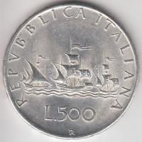 Olaszország 1966R 500L Ag "Kolumbusz hajója" tanúsítvánnyal T:2 Italy 1966R 500 Lire Ag "Columbus´ships" with certificate C:XF Krause KM#98