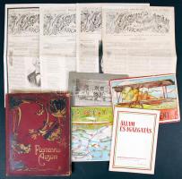 Cca 1900-1960 Egy doboz irat, papír, újság, kártya, térkép, számlák, nyilas plakát, fényképek stb., különféle állapotban.