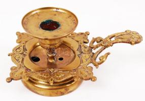 Fogantyús réz gyertyatartó, m: 8 cm /  Copper candle holder