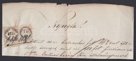 15kr CM + 7kr okmánybélyeg nyugtadarabon