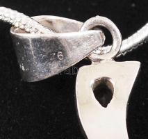 Ezüst függő, ezüst láncon, öt gránátkővel díszítve / Silver pendant with grenades on silver chain 19...