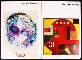 Képzőművészeti mappák (2 db), Bortnyik Sándor és Szántó Piroska művei. Leírással és képekkel, hiányos.