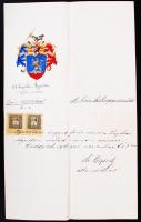 1906 A kisjókai Ágoston család címerének hivatalos igazolása, kézzel festett címerrel