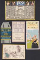 1913-1933 5 db kártyanaptár, egyik fémlemezen.