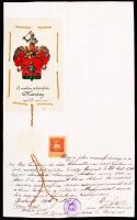 1906 A márkus és batizfalvi Máriássy család címerének hivatalos igazolása, kézzel festett címerrel
