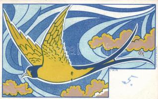 1898 L'Air, Gisbert Combaz art postcard, Dietrich, Brussels