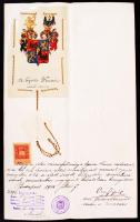 1906 A lipóczi Keczer család címerének hivatalos igazolása, kézzel festett címerrel