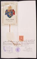 1905 A pálóczi Horváth család címerének hivatalos igazolása, kézzel festett címerrel