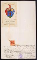 1905 A szentlászlói és balatonfüredi Vargha család címerének hivatalos igazolása, kézzel festett címerrel