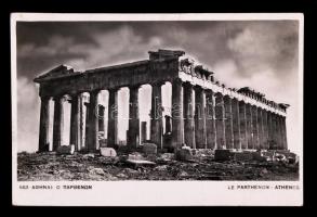 cca 1935 Újpesti labdarúgók által aláírt képeslap Görögországból Sternberg, Szalay, Futó, Vincze, Kállai, Barna, Jánosy