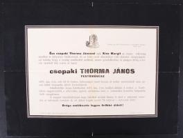 1937 Csopaki Thorma János (1870-1937)festőművész gyászjelentése.