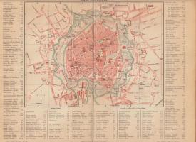 1886 4 db város térkép (Chemnitz, Breslau, Bremen, Braunschweig), Meyers Lexikonból, 21×27 cm
