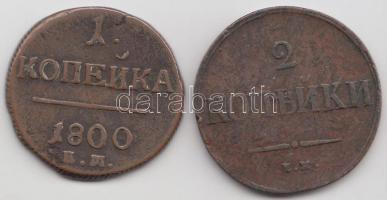 Oroszország 1800. 1k Cu + 1837. 2k Cu T:2-,3 Russia 1800. 1 kopek Cu + 1837. 2 kopeks Cu C:VF,F