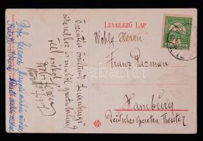 1910 Dobi Ferenc és Kürti József színészek által írt és aláírt képeslap Pázmán Ferenc színésznek