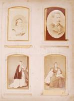 cca 1890 Családi fotóalbum 83 db családi és portréfotóval bőr kötésben, aranyozott lapszélekkel, 120...