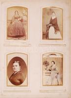 cca 1890 Családi fotóalbum 83 db családi és portréfotóval bőr kötésben, aranyozott lapszélekkel, 120...